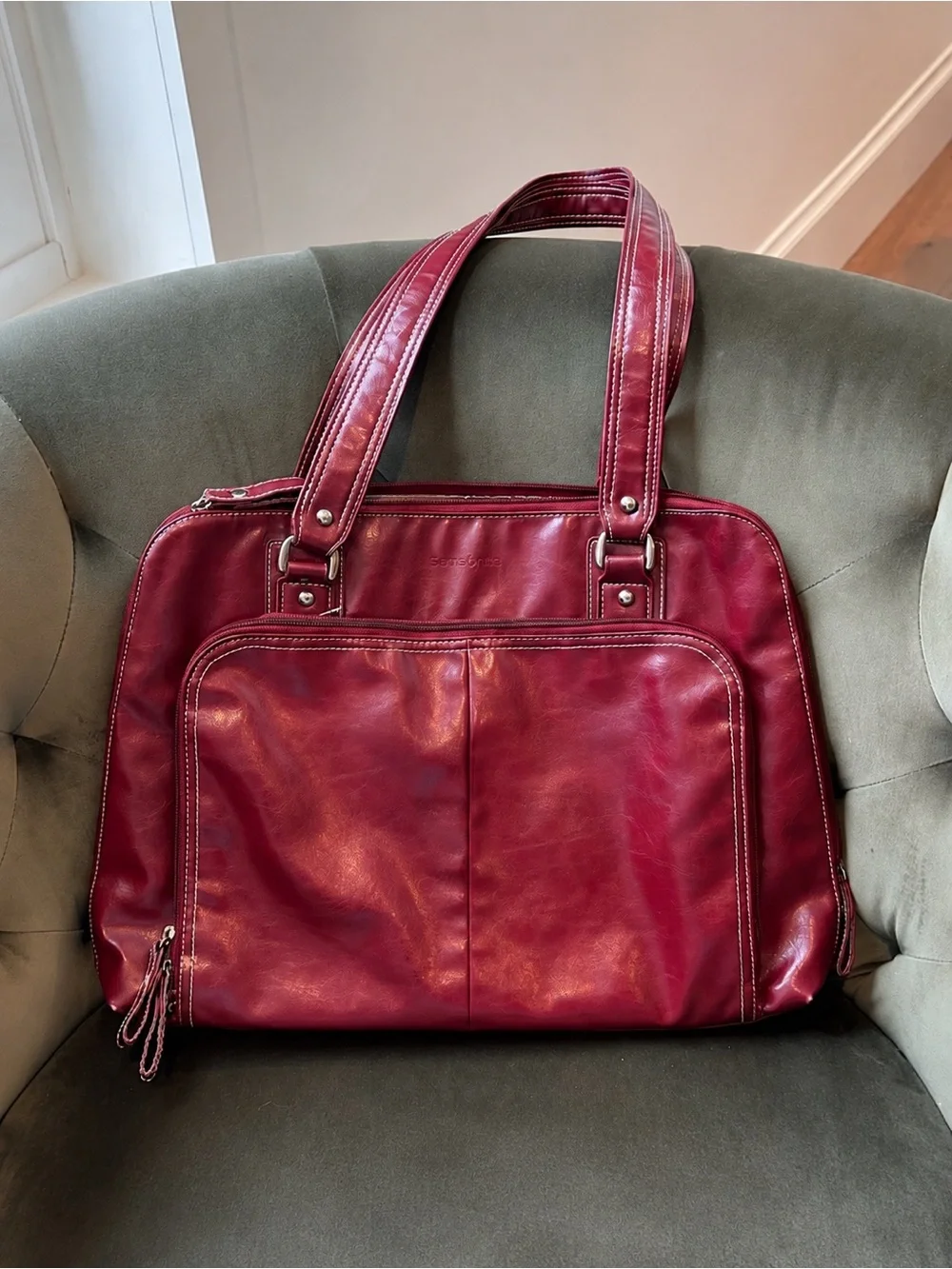 SAMSONITE Burgundy Red Laptop Tote Work Teacher Travel Organizer Bag Fits 16.5”